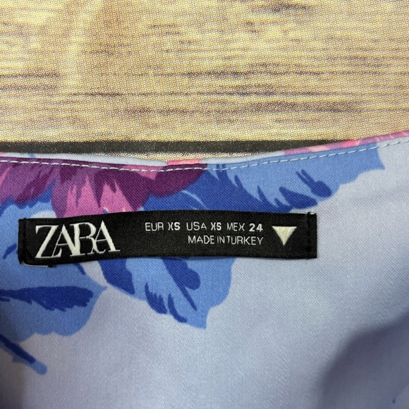 Zara Floral Mini Dress Size XS Blue pink - Picture 6 of 7